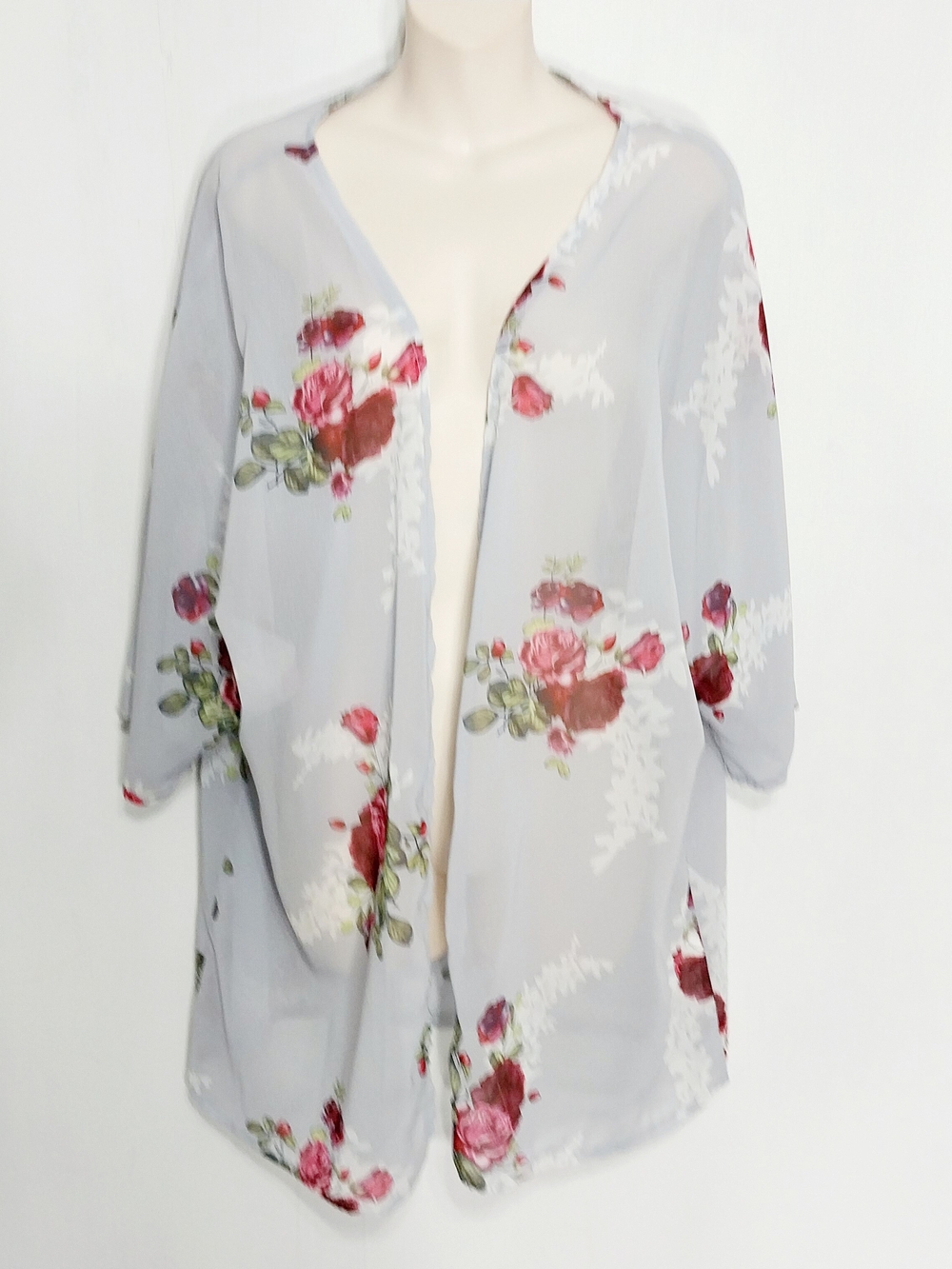 🔵BOGO FREE🔵 Feitong Kimono Topper Open Front Cardigan Semi Sheer Sz XL